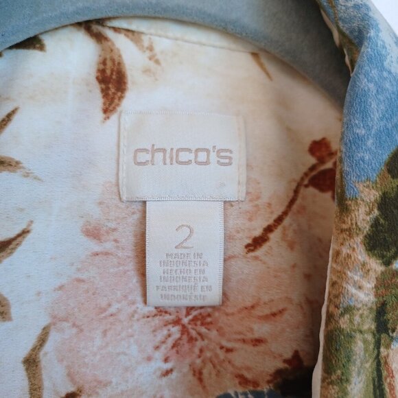 Chicos Floral Shirt Blouse Long Sleeve Button Down Womens Large Chicos size 2 - Picture 4 of 12